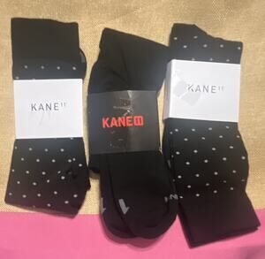 KANE11 3 Pairs Merino Wool Blend Men's Black/and Polka Dot Dress Socks Size 16